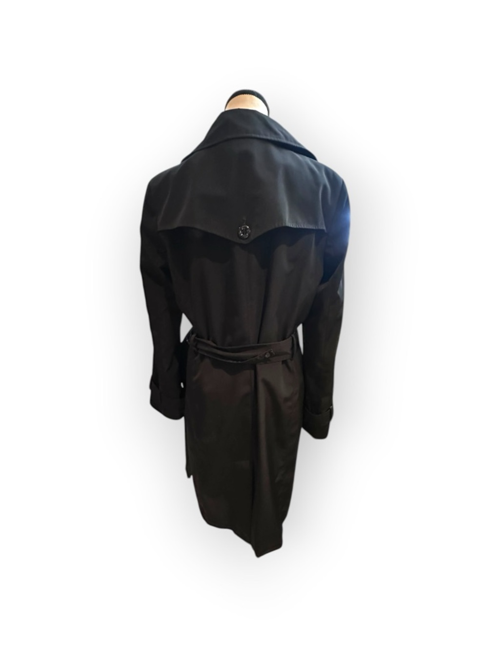 Women’s M Calvin Klein Black Trench Coat - Double Breasted Belted - Picture 7 of 14